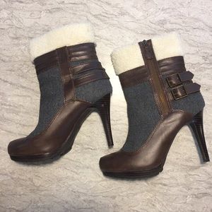 ELLE size US 10 faux fur, winter heel boot.